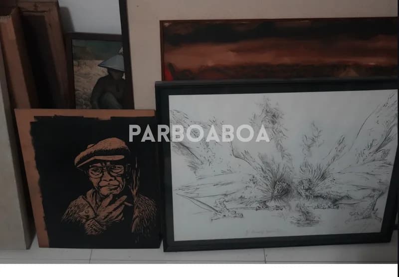 Dua burung yang dilukis Gunter Grass (Foto: P. Hasudungan Sirait/PARBOABOA).
