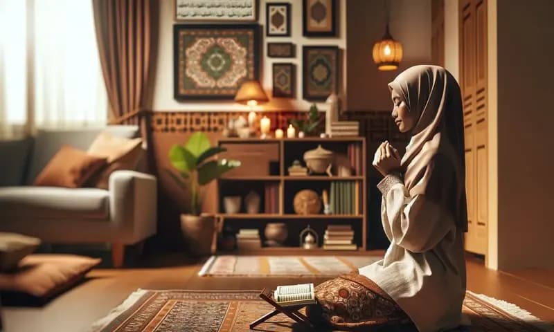 Ilustrasi seorang wanita yang tengah berdoa memohon hajatnya agar segera dikabulkan (Foto: Parboaboa/Ratni)