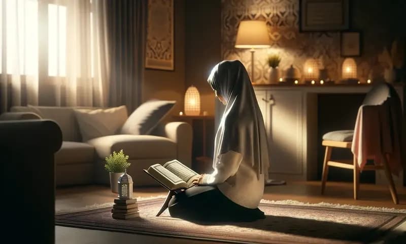 Ilustrasi seorang muslimah yang sedang berdoa setelah membaca surat Al Mulk (Foto: Parboaboa/Ratni)