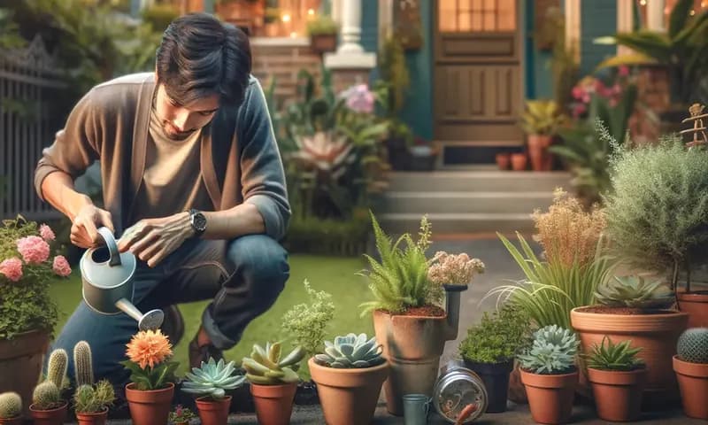 Ilustrasi cara merawat tanaman hias dengan baik dan benar (Foto: PARBOABOA/Wanovy Hutapea)