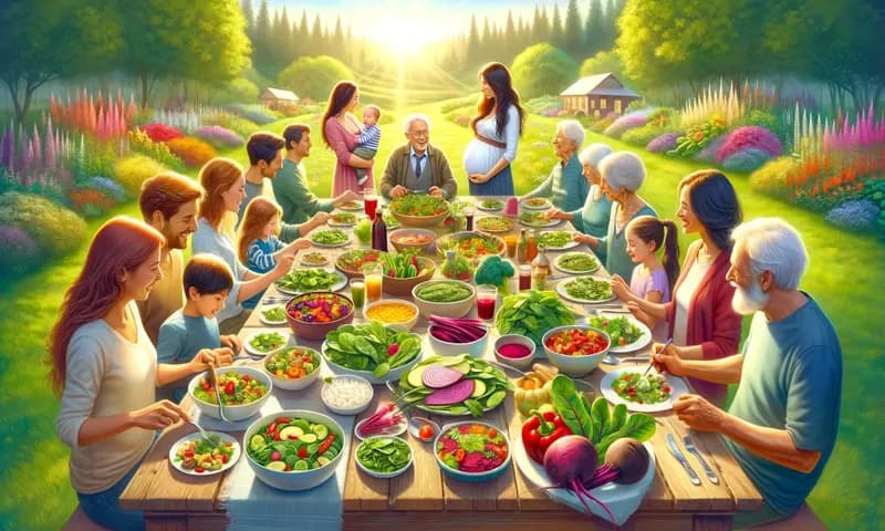 ketgamb Ilustrasi sebuah keluarga yang sedang menikmati berbagai makanan sehat (Foto: Parboaboa/Winda)