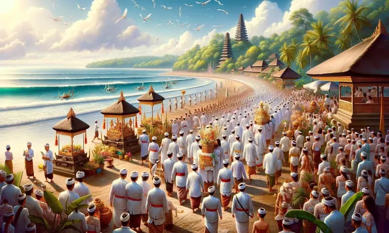 Ilustrasi gambar upacara Melasti Bali (Foto: Parboaboa/Ratni)