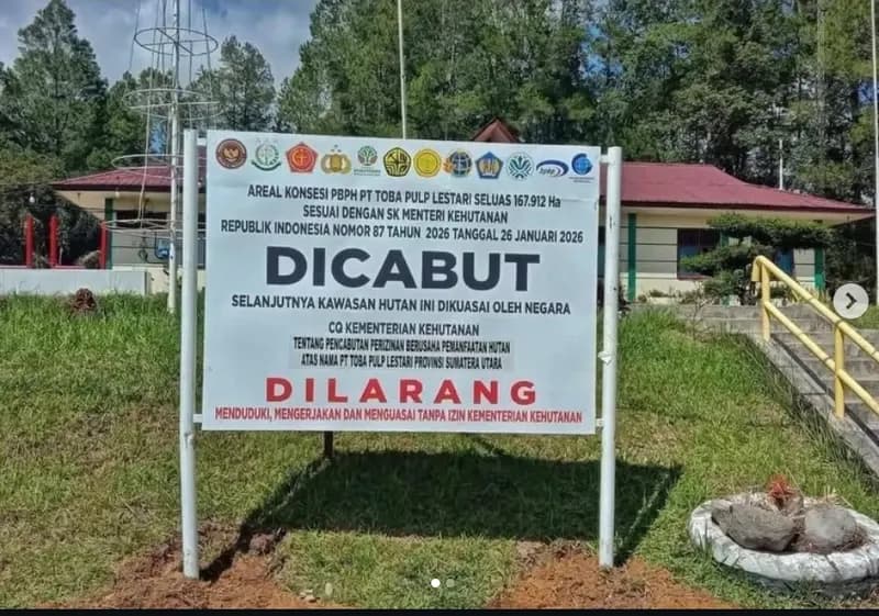 Kawasan hutan eks konsesi TPL disegel (foto: Instagram)